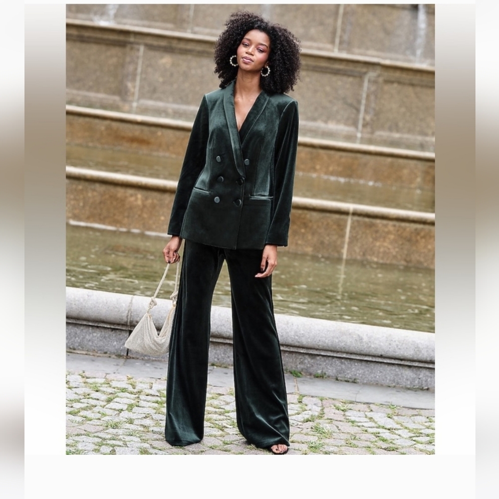 Express Forest Green Velvet Suit (2 piece)